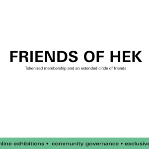 Fostering Digital Cultural Participation image showing the 'Friends of HEK' logo in black on a white background.