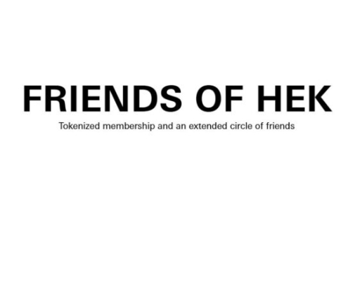 Fostering Digital Cultural Participation image showing the 'Friends of HEK' logo in black on a white background.